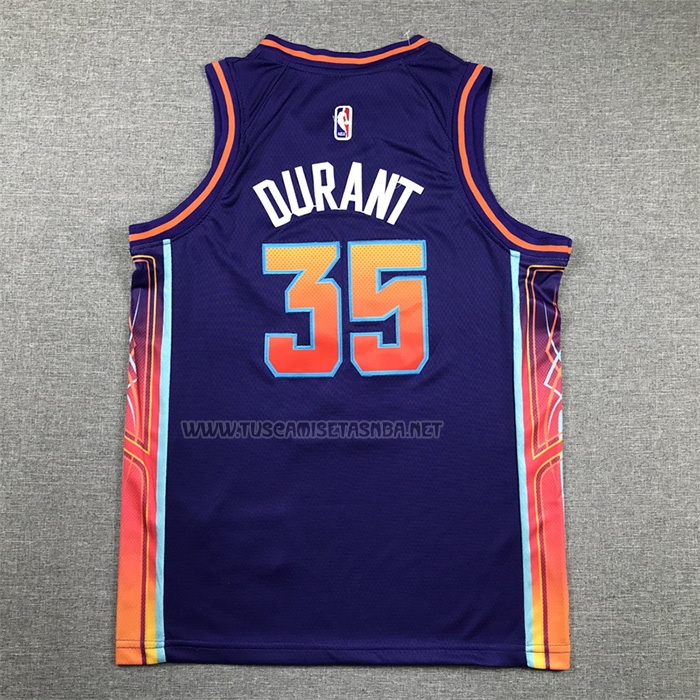 Camiseta Kevin Durant NO 35 Nino Phoenix Suns Ciudad 2023-24 Violeta